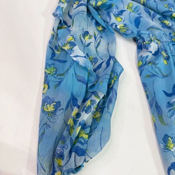 Prabal Gurung for JCPenny Dress Women 2X Floral Ruffle Hem Drawstring flowy Blue - Picture 6 of 9